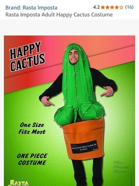 Adult Green Cactus In Pot Costume